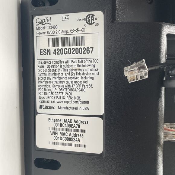 CapTel CT2400i Captioned Touch Screen WiFi Phone for Hearing Impaired - Picture 4 of 6